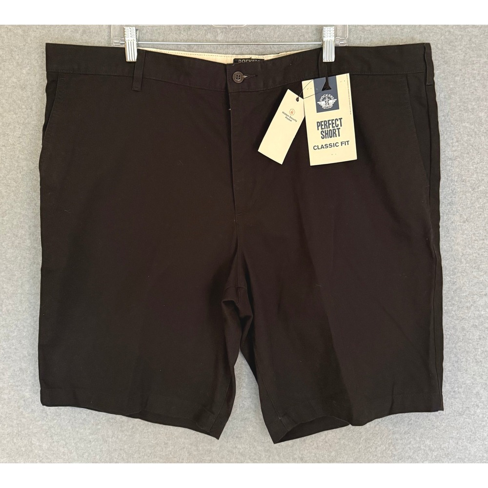 NEW Dockers Perfect Short Mens 44 Black Classic Fit Chino Hidden Security Pocket